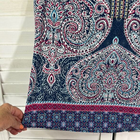 Daniel Rainn Top Small Blue Sleeveless Boho Paisley NWOT - Picture 7 of 16